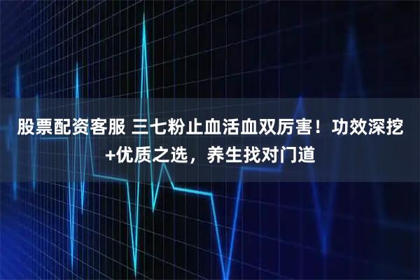 股票配资客服 三七粉止血活血双厉害！功效深挖+优质之选，养生找对门道